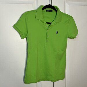 Ralph Lauren Green Polo Shirt Womens S Preppy Tennis Old Money Slim Fitted